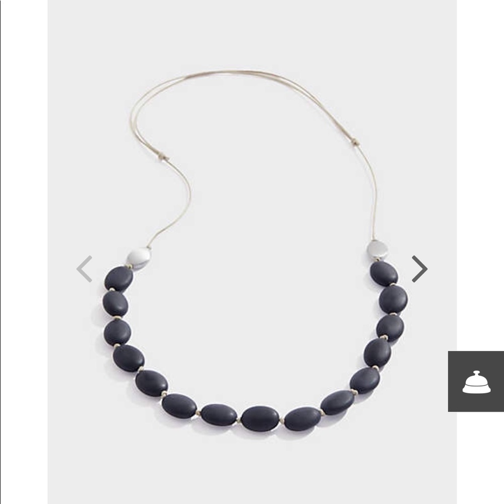 J. Jill Navy Beaded Necklace with Silver Accents